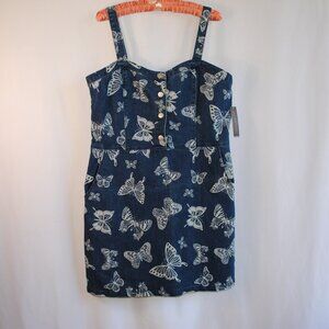Butterly Print Denim Junior Women's Dress No Boundries PLUS SIZE (XXL/19)